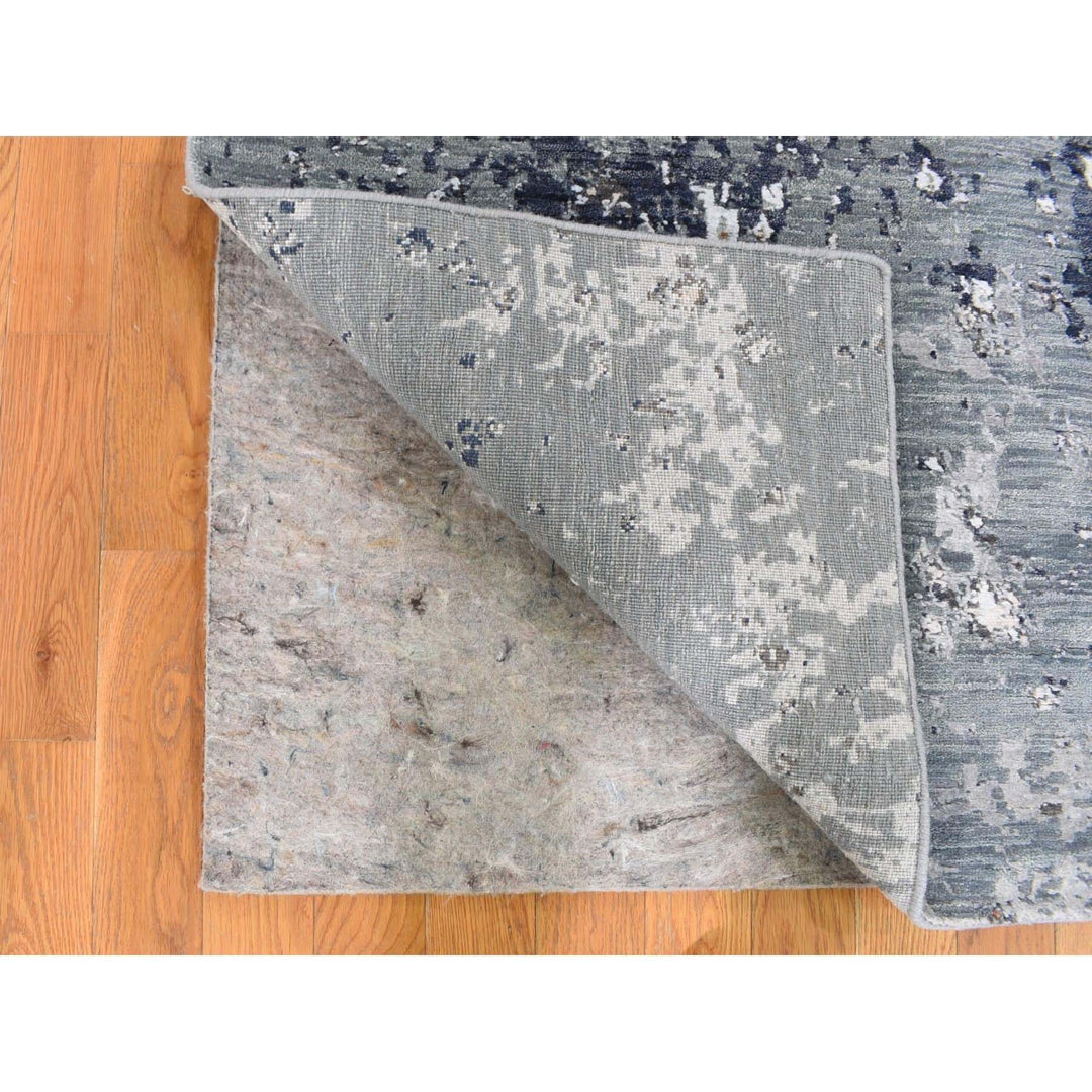 2'6" x 10'1" New Hand Knotted Grey Wool Runner Oriental Rug - MOA10266864