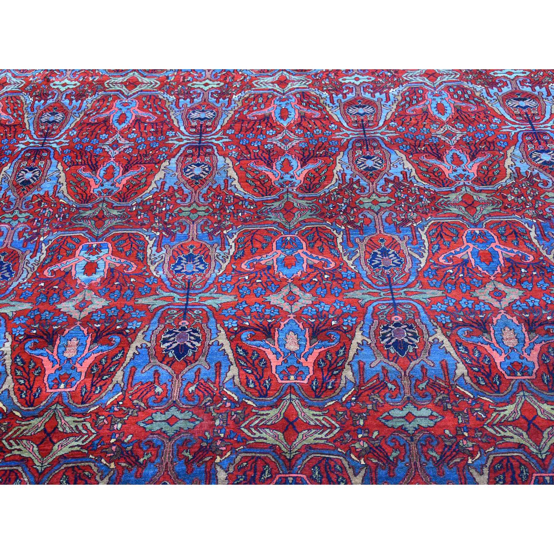 12'5" x 13'9" Vintage Hand Knotted Red Wool Rectangle Oriental Rug - MOA10266865