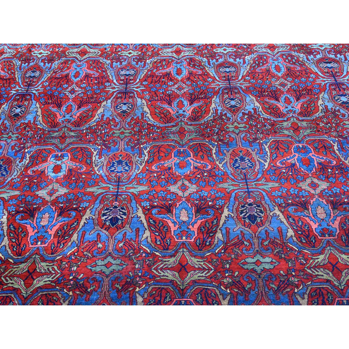 12'5" x 13'9" Vintage Hand Knotted Red Wool Rectangle Oriental Rug - MOA10266865