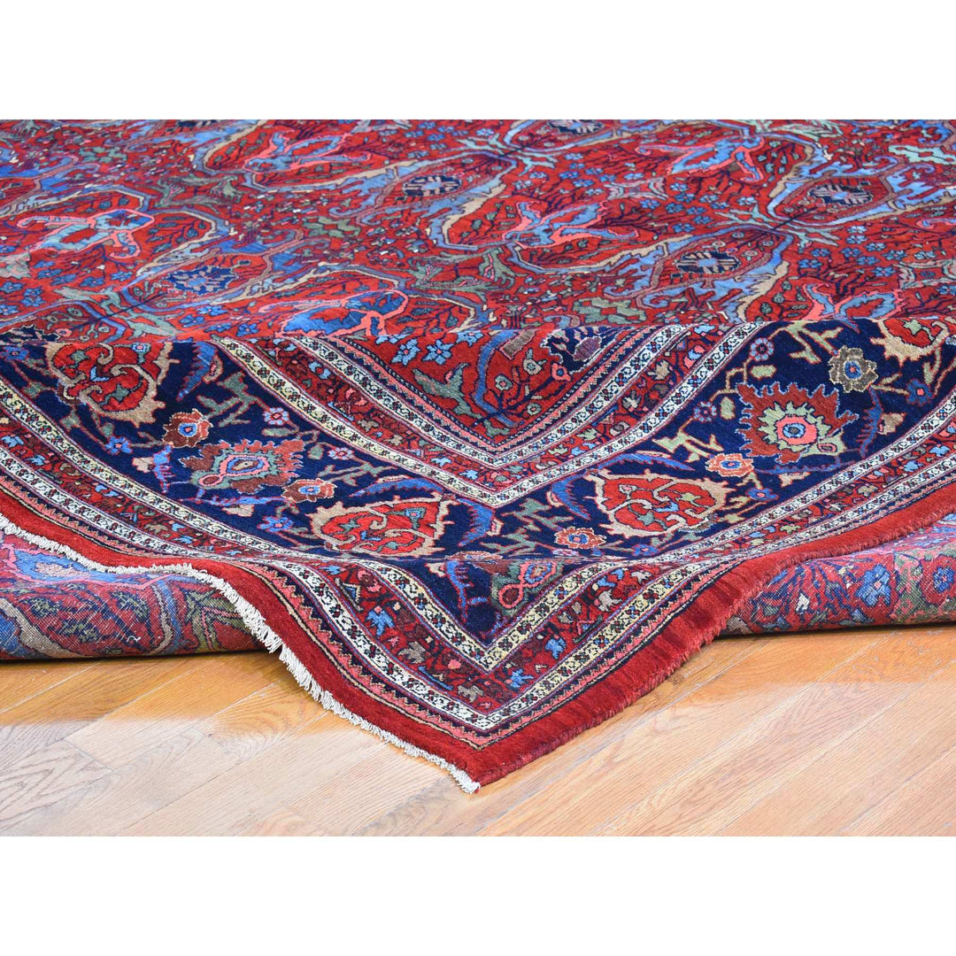 12'5" x 13'9" Vintage Hand Knotted Red Wool Rectangle Oriental Rug - MOA10266865