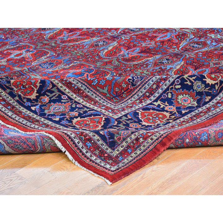 12'5" x 13'9" Vintage Hand Knotted Red Wool Rectangle Oriental Rug - MOA10266865