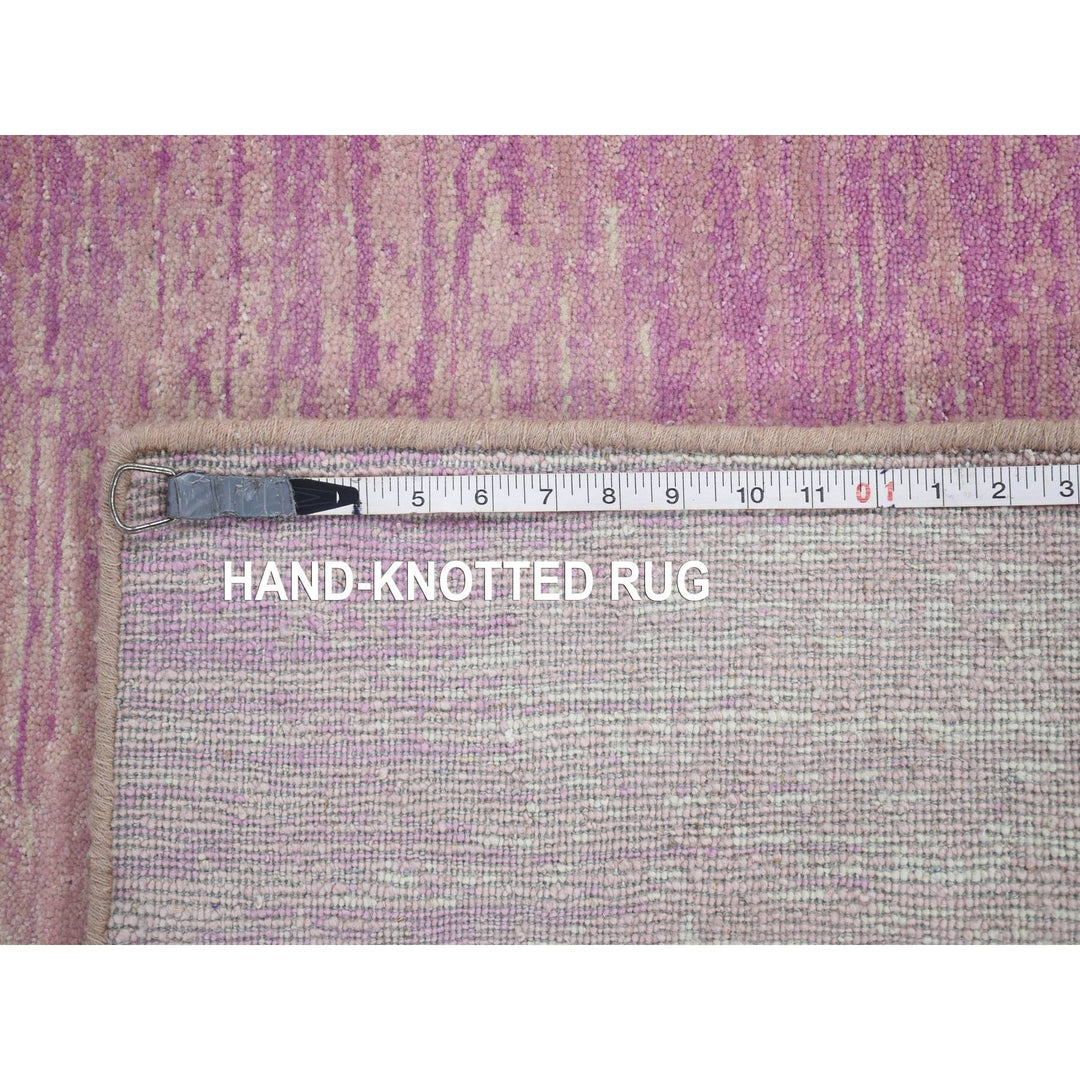 2'6" x 12'4" New Hand Knotted Pink Wool Runner Oriental Rug - MOA10266877