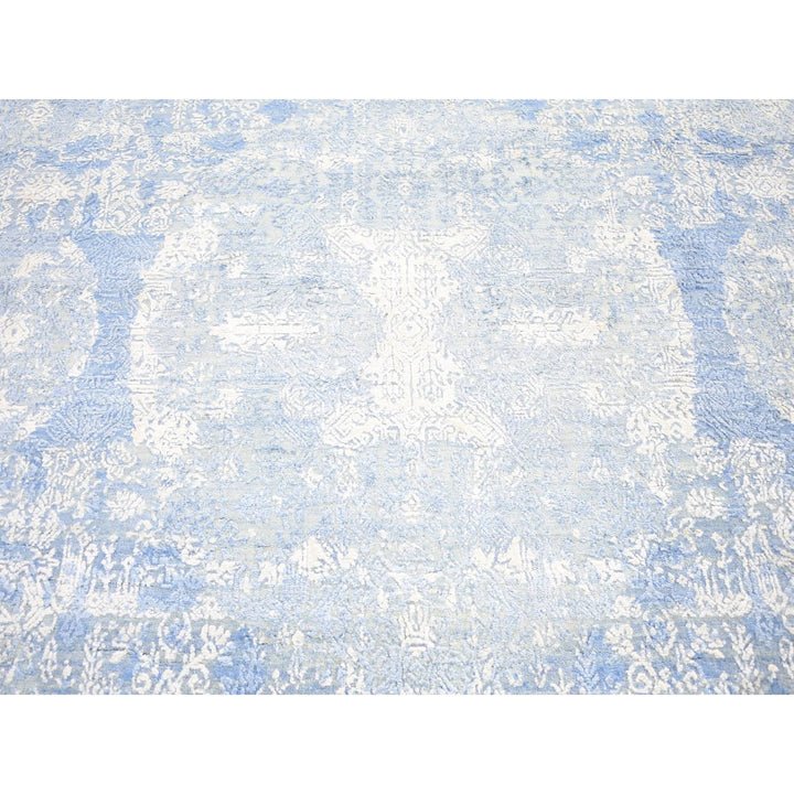 6'0" x 9'3" New Hand Knotted Blue Wool & Silk Rectangle Oriental Rug - MOA10266986