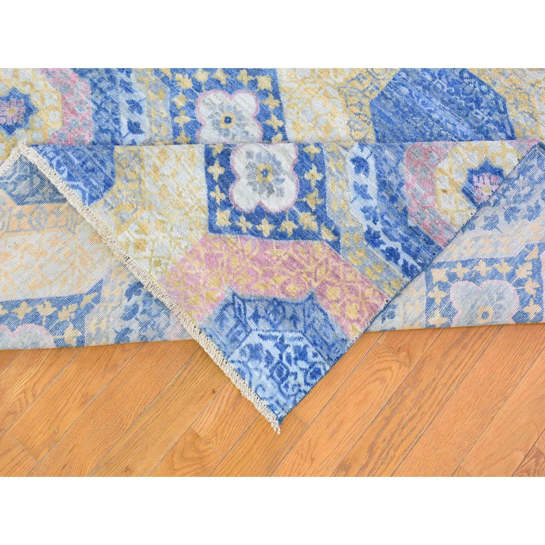 9'0" x 11'8" New Hand Knotted Blue Wool Rectangle Oriental Rug - MOA10266997