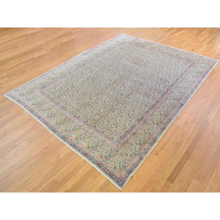 10'0" x 13'0" Vintage Hand Knotted Ivory Wool Rectangle Oriental Rug - MOA10266998