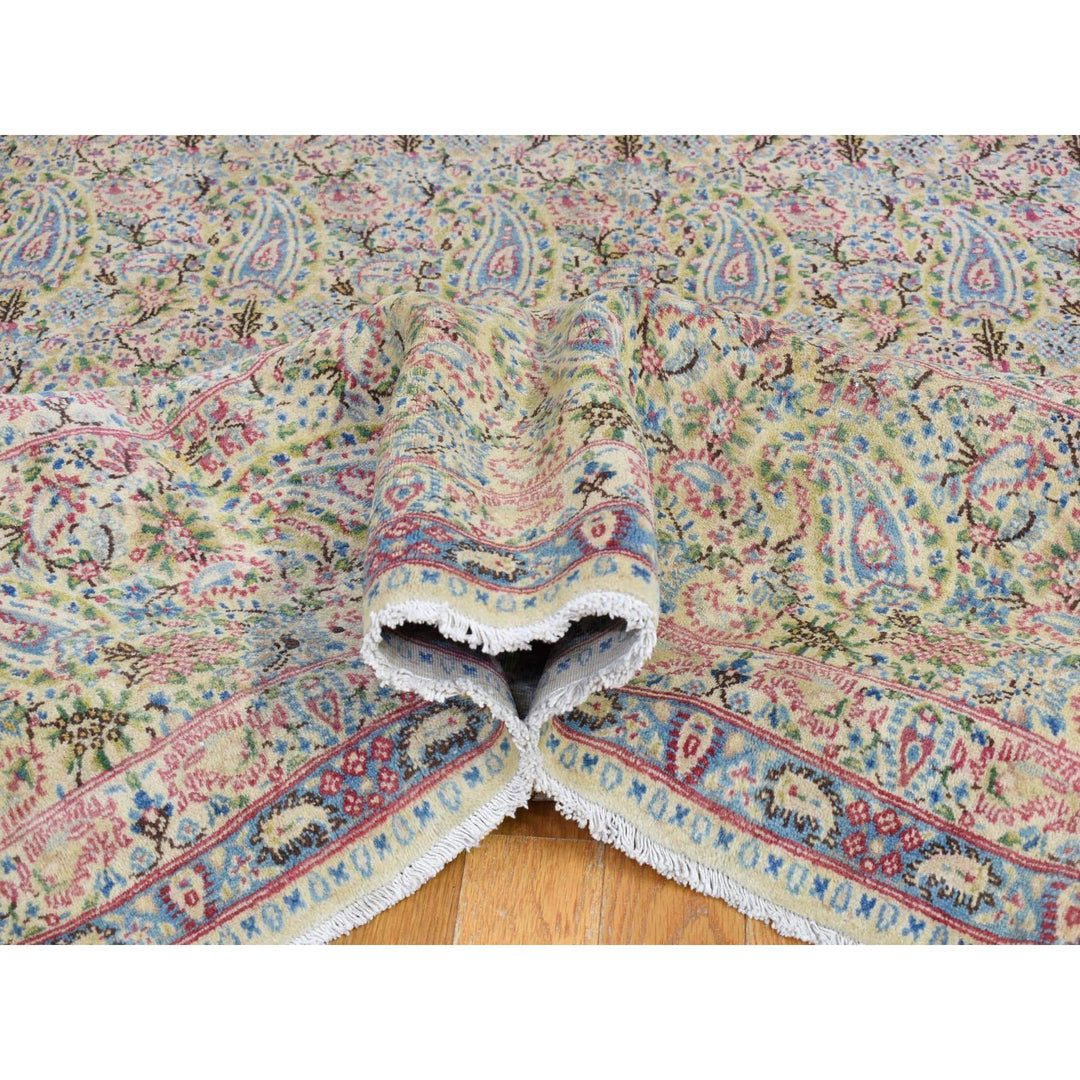 10'0" x 13'0" Vintage Hand Knotted Ivory Wool Rectangle Oriental Rug - MOA10266998