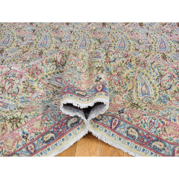 10'0" x 13'0" Vintage Hand Knotted Ivory Wool Rectangle Oriental Rug - MOA10266998