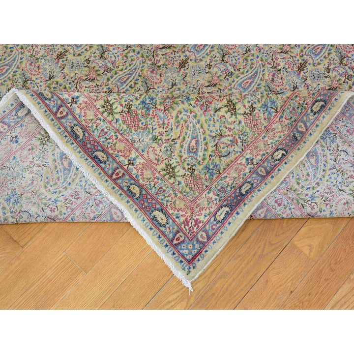 10'0" x 13'0" Vintage Hand Knotted Ivory Wool Rectangle Oriental Rug - MOA10266998