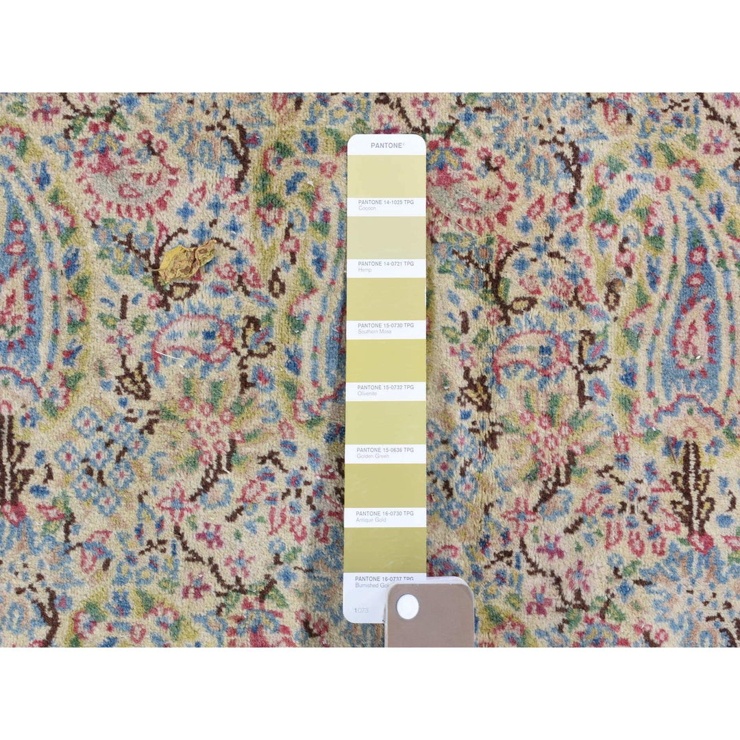10'0" x 13'0" Vintage Hand Knotted Ivory Wool Rectangle Oriental Rug - MOA10266998
