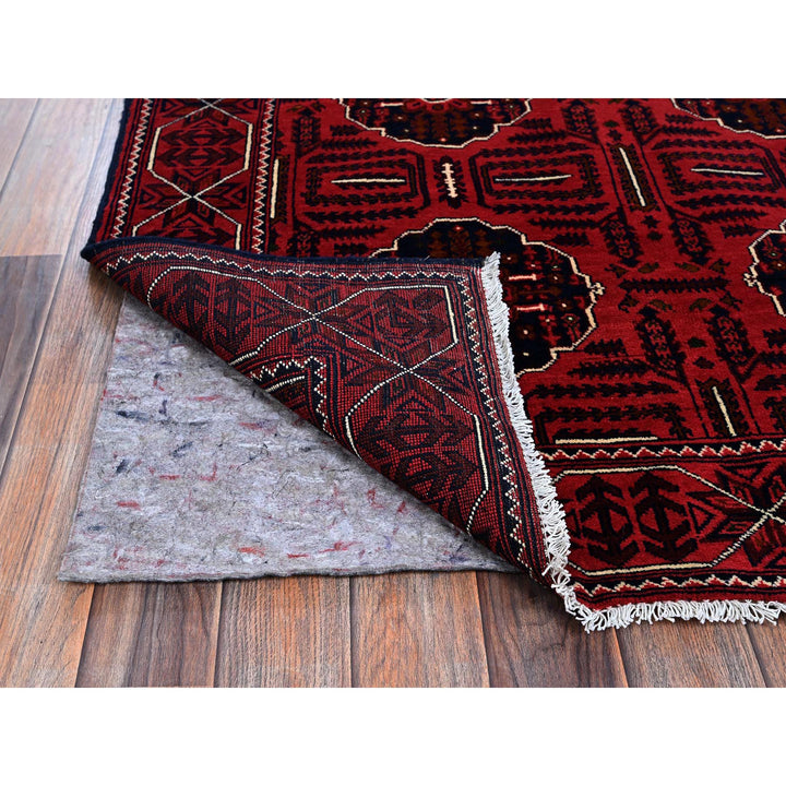 3'11" x 6'4" New Hand Knotted Red Wool Rectangle Oriental Rug - MOA102669
