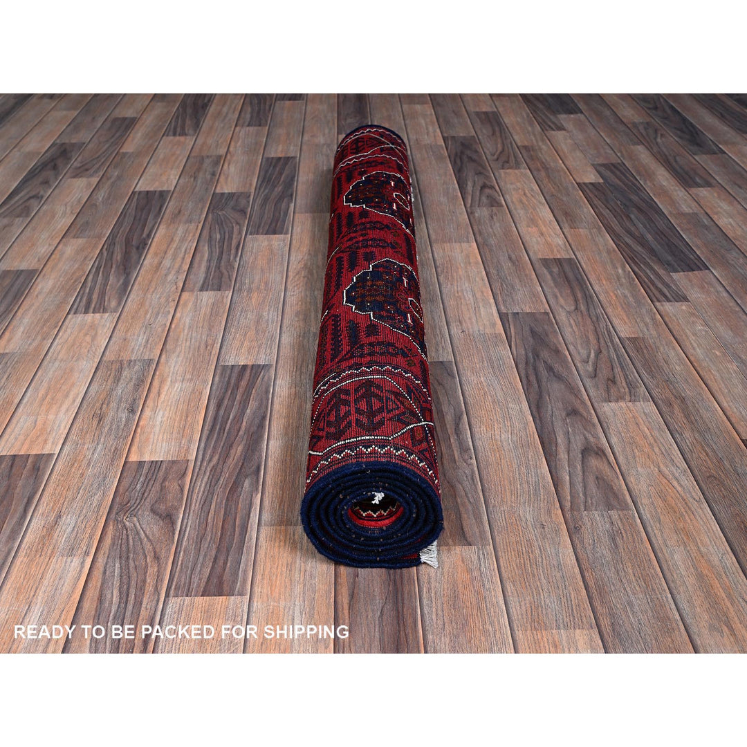 3'11" x 6'4" New Hand Knotted Red Wool Rectangle Oriental Rug - MOA102669