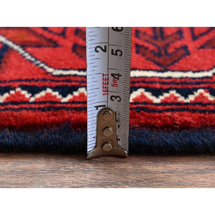 3'11" x 6'4" New Hand Knotted Red Wool Rectangle Oriental Rug - MOA102669