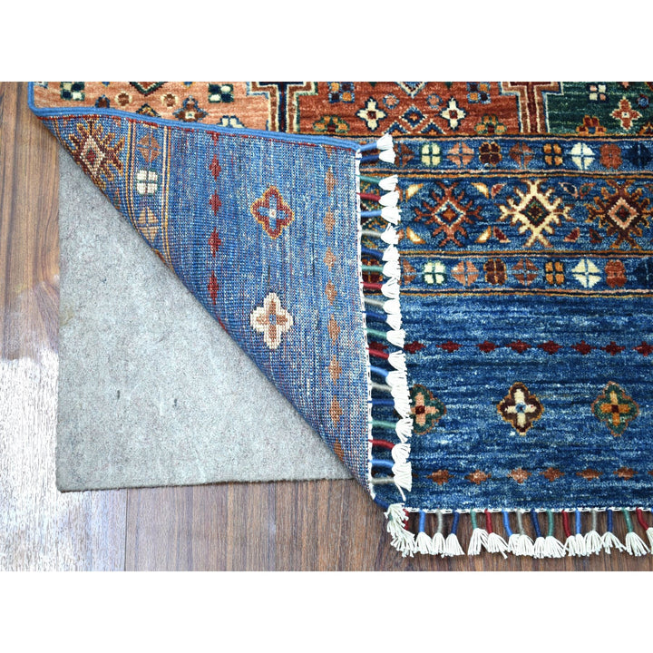 2'9" x 9'2" New Hand Knotted Blue Wool Runner Oriental Rug - MOA10267116