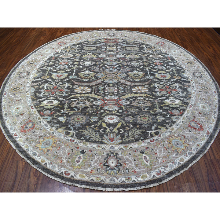 9'9" x 9'10" New Hand Knotted Grey Wool Round Oriental Rug - MOA10267183