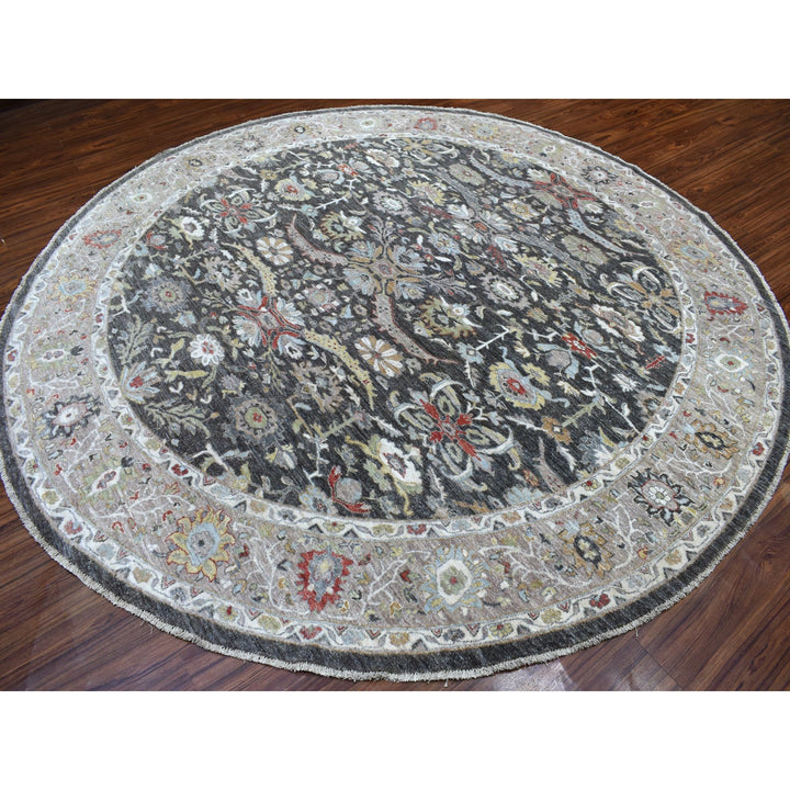 9'9" x 9'10" New Hand Knotted Grey Wool Round Oriental Rug - MOA10267183