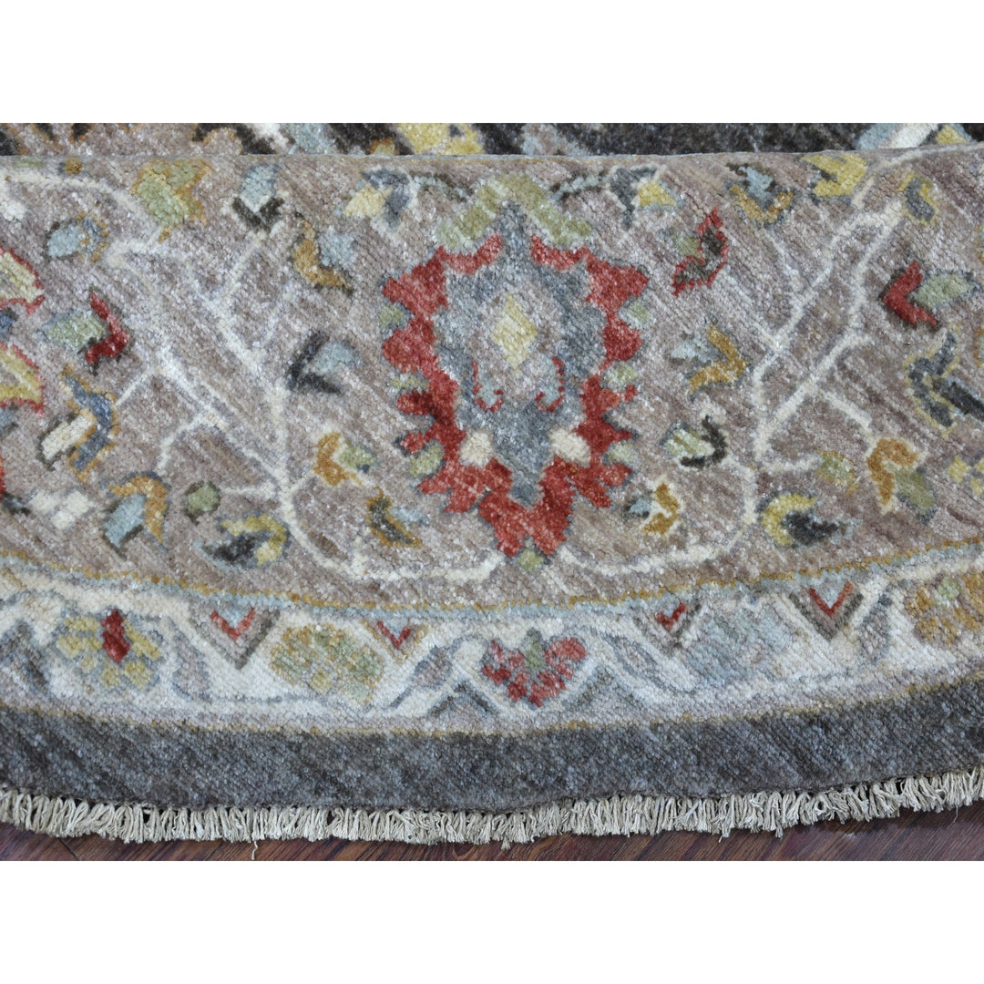 9'9" x 9'10" New Hand Knotted Grey Wool Round Oriental Rug - MOA10267183