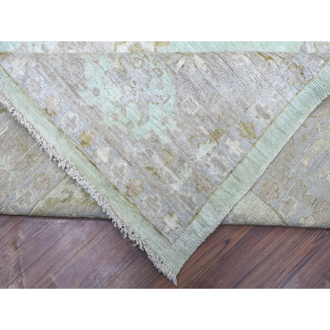 9'9" x 13'2" New Hand Knotted Green Wool Rectangle Oriental Rug - MOA10267199