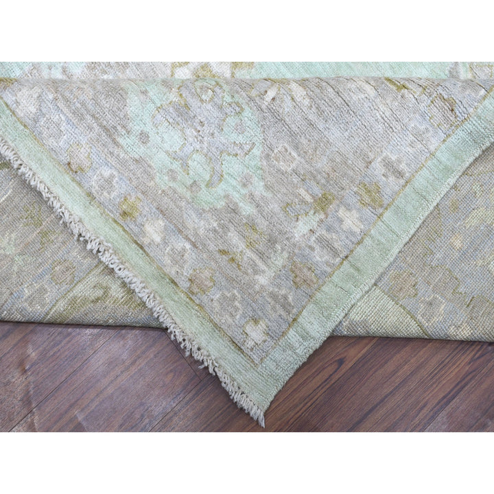 9'9" x 13'2" New Hand Knotted Green Wool Rectangle Oriental Rug - MOA10267199