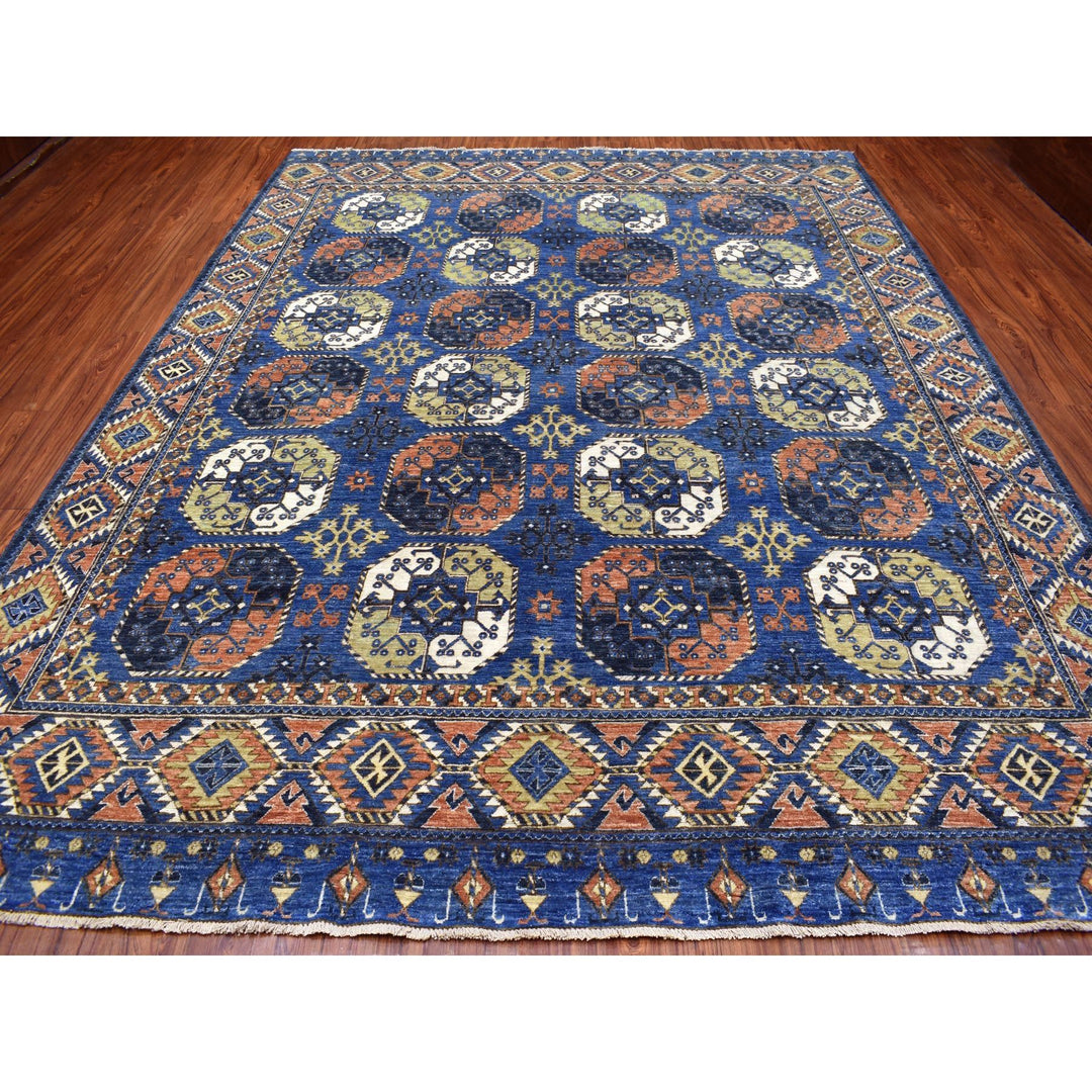 9'5" x 12'0" New Hand Knotted Blue Wool Rectangle Oriental Rug - MOA10267263