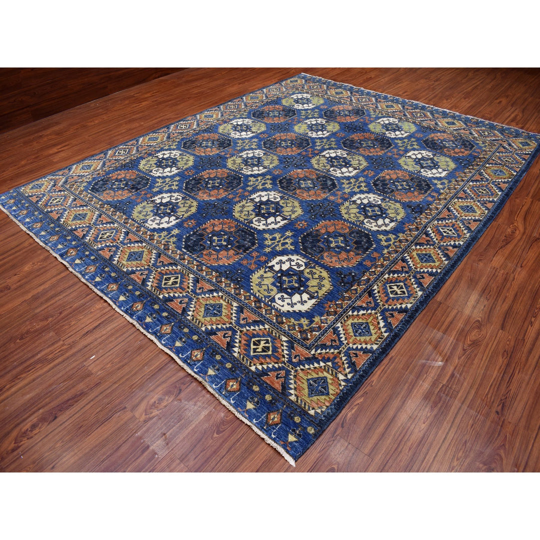 9'5" x 12'0" New Hand Knotted Blue Wool Rectangle Oriental Rug - MOA10267263