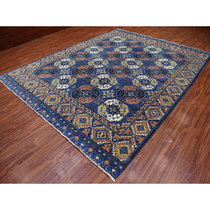 9'5" x 12'0" New Hand Knotted Blue Wool Rectangle Oriental Rug - MOA10267263