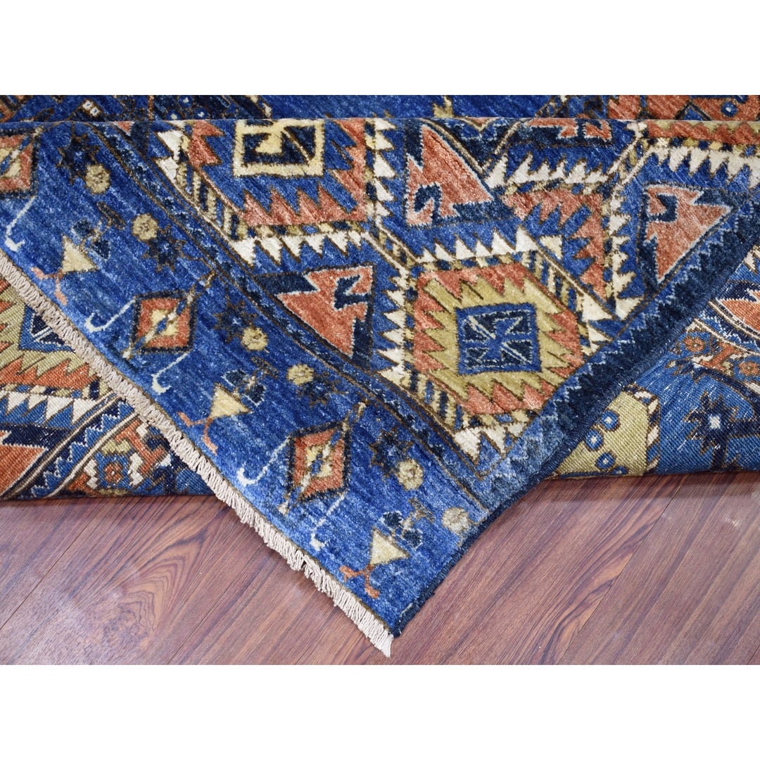 9'5" x 12'0" New Hand Knotted Blue Wool Rectangle Oriental Rug - MOA10267263