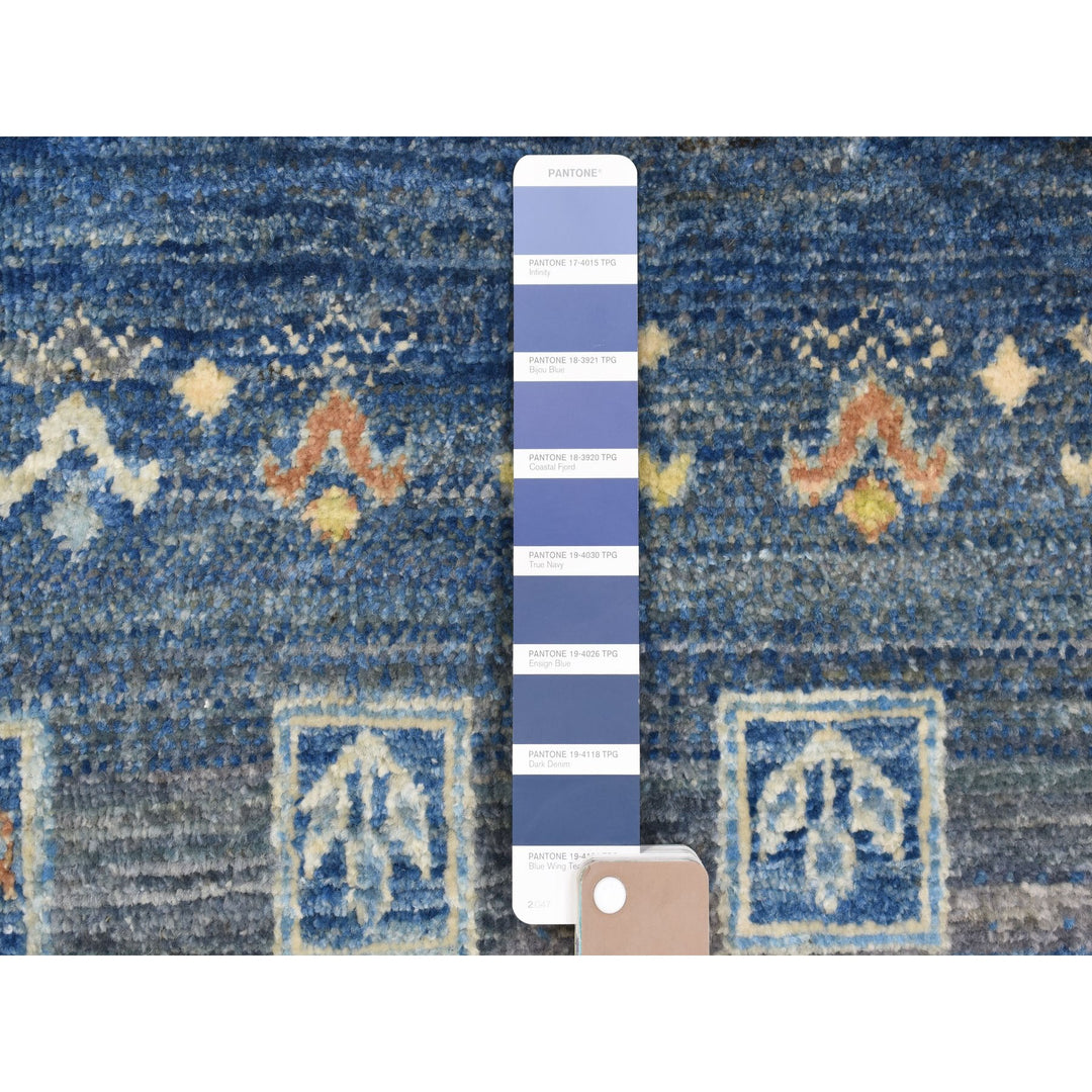 2'5" x 9'7" New Hand Knotted Blue Wool Runner Oriental Rug - MOA10267399