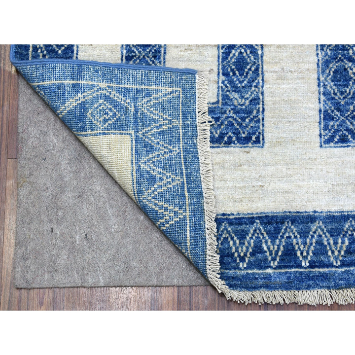 7'10" x 9'9" New Hand Knotted Blue Wool Rectangle Oriental Rug - MOA10267563