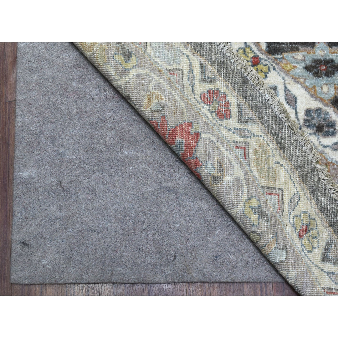 11'7" x 11'7" New Hand Knotted Grey Wool Round Oriental Rug - MOA10267565