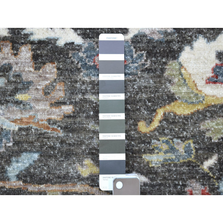 11'7" x 11'7" New Hand Knotted Grey Wool Round Oriental Rug - MOA10267565
