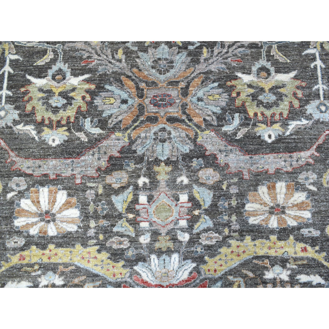 11'7" x 11'7" New Hand Knotted Grey Wool Round Oriental Rug - MOA10267565