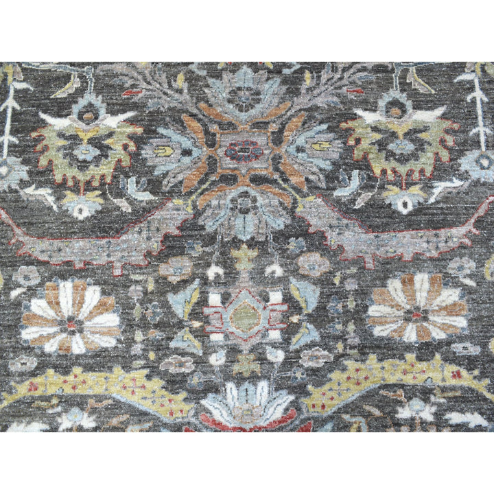 11'7" x 11'7" New Hand Knotted Grey Wool Round Oriental Rug - MOA10267565