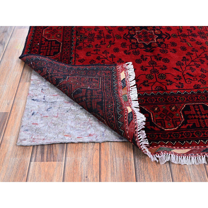 3'5" x 5'2" New Hand Knotted Red Wool Rectangle Oriental Rug - MOA102675