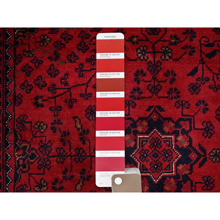 3'5" x 5'2" New Hand Knotted Red Wool Rectangle Oriental Rug - MOA102675