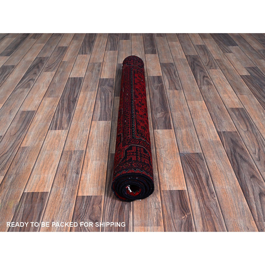 3'5" x 5'2" New Hand Knotted Red Wool Rectangle Oriental Rug - MOA102675