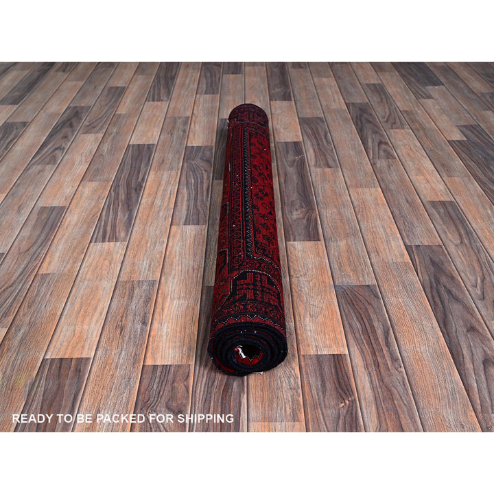 3'5" x 5'2" New Hand Knotted Red Wool Rectangle Oriental Rug - MOA102675