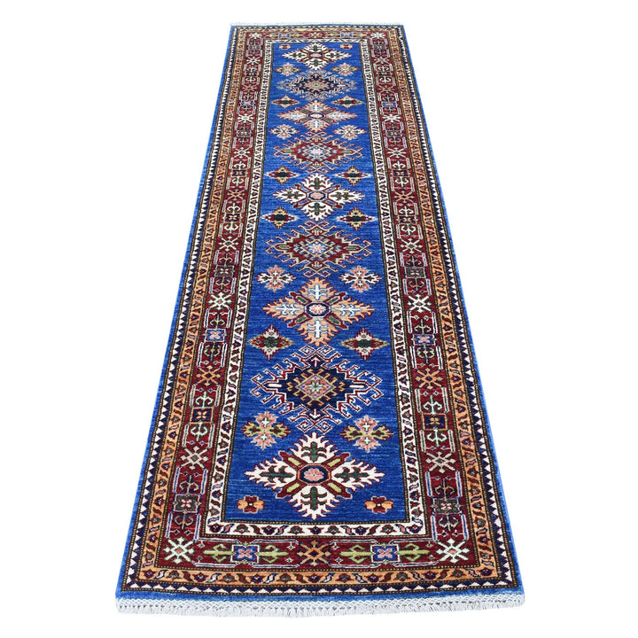 2'7" x 8'7" New Hand Knotted Blue Wool Runner Oriental Rug - MOA10267660