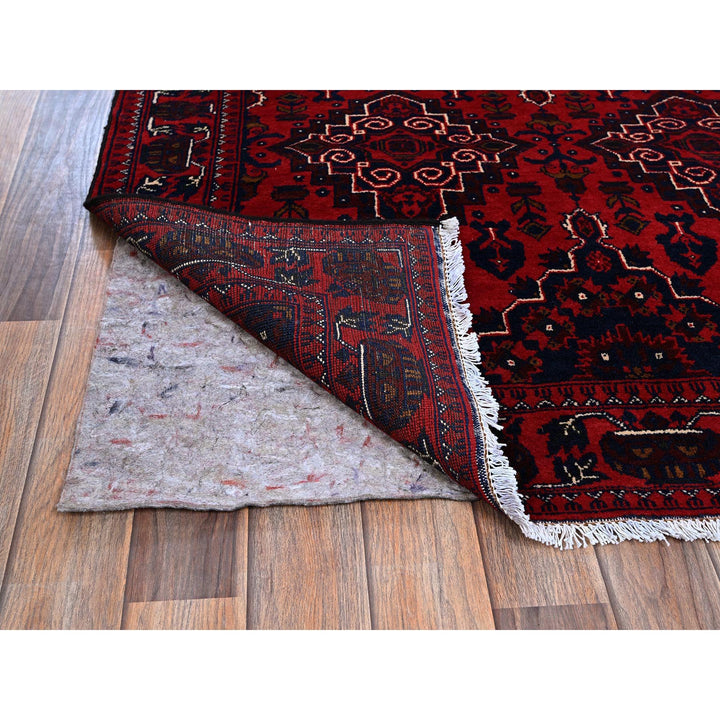 3'10" x 5'7" New Hand Knotted Red Wool Rectangle Oriental Rug - MOA102676