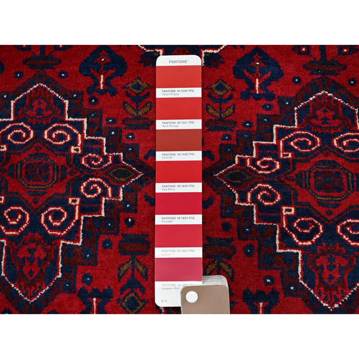 3'10" x 5'7" New Hand Knotted Red Wool Rectangle Oriental Rug - MOA102676