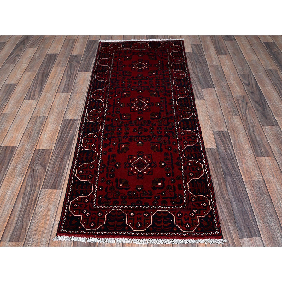 2'2" x 5'4" New Hand Knotted Red Wool Runner Oriental Rug - MOA102677
