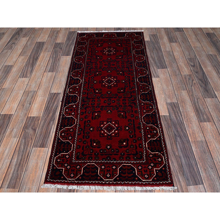 2'2" x 5'4" New Hand Knotted Red Wool Runner Oriental Rug - MOA102677
