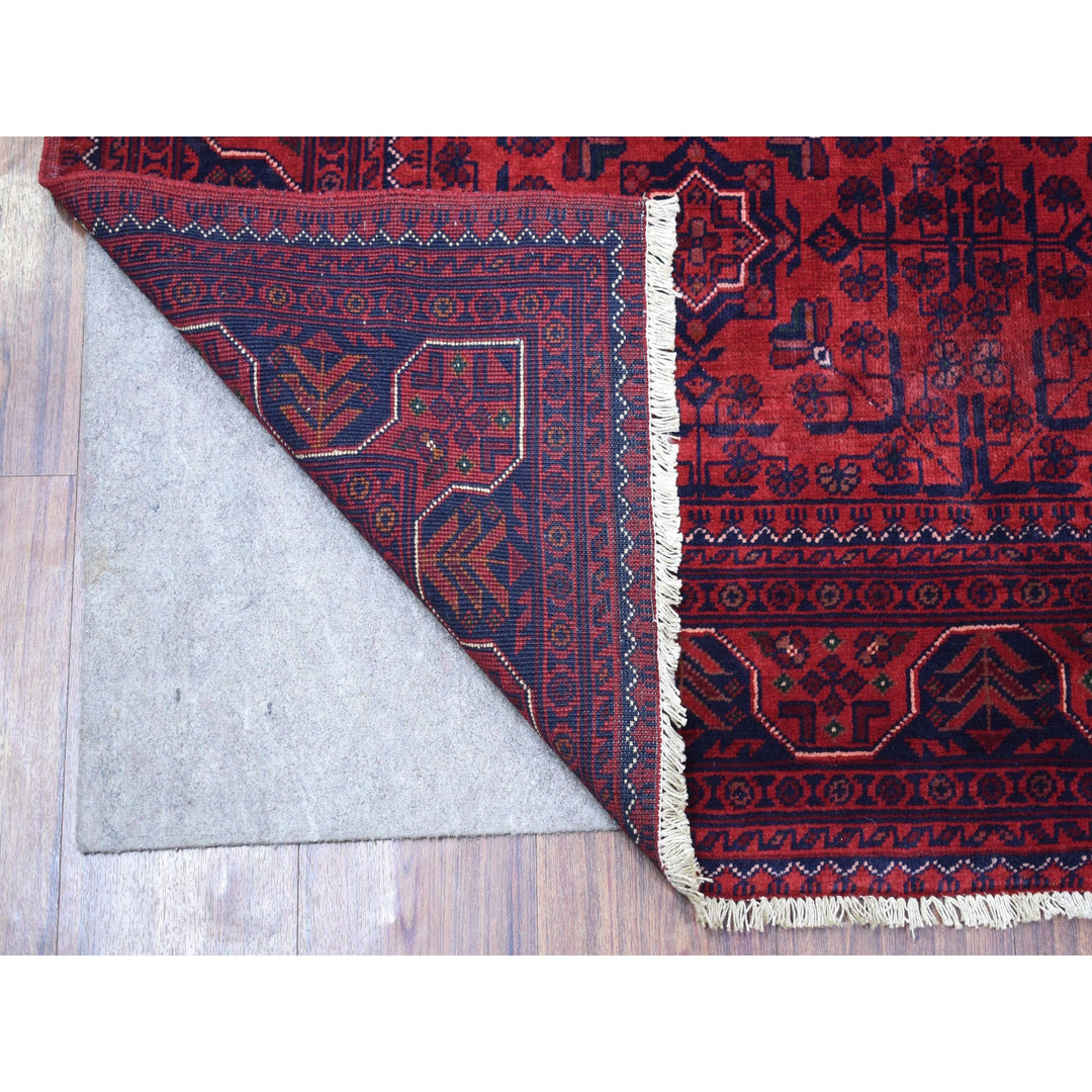 4'1" x 5'9" New Hand Knotted Red Wool Rectangle Oriental Rug - MOA10267811