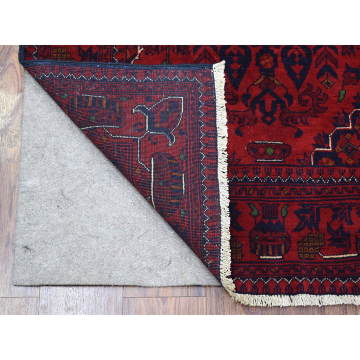 3'3" x 4'10" New Hand Knotted Red Wool Rectangle Oriental Rug - MOA10267817