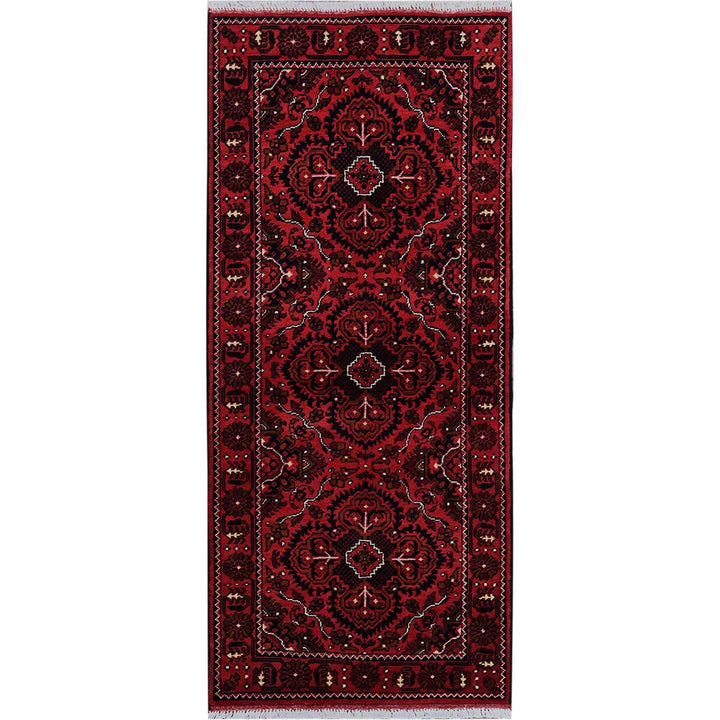 2'3" x 5'2" New Hand Knotted Red Wool Runner Oriental Rug - MOA102678