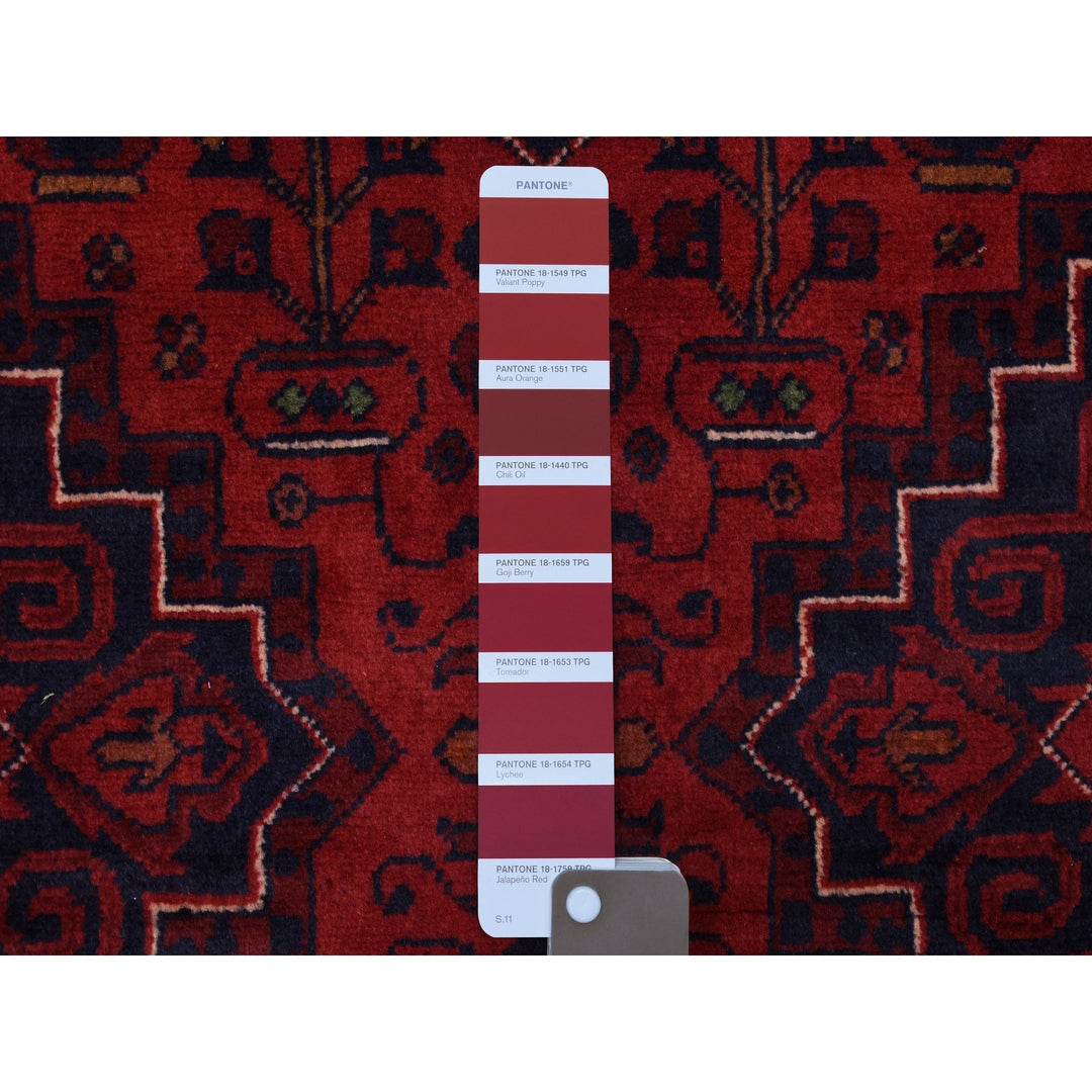 5'8" x 7'7" New Hand Knotted Red Wool Rectangle Oriental Rug - MOA10267952