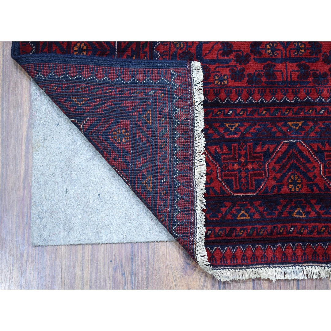 3'3" x 5'0" New Hand Knotted Red Wool Rectangle Oriental Rug - MOA10267961