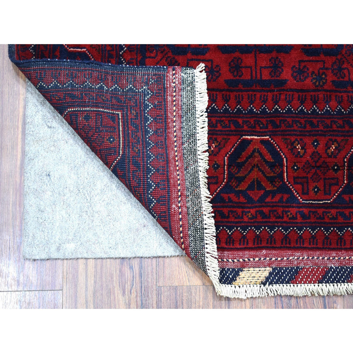 2'9" x 4'2" New Hand Knotted Red Wool Rectangle Oriental Rug - MOA10267975