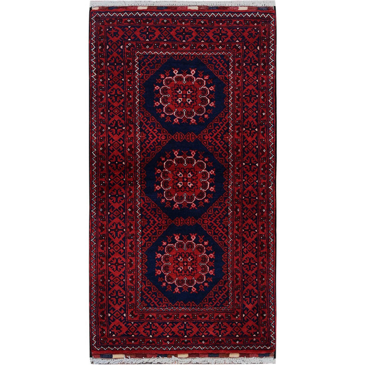 2'2" x 4'0" New Hand Knotted Red Wool Rectangle Oriental Rug - MOA102679