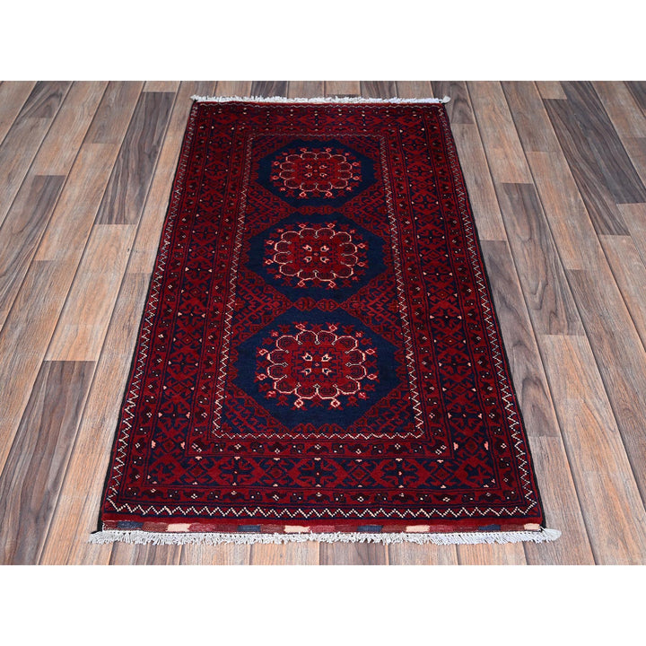 2'2" x 4'0" New Hand Knotted Red Wool Rectangle Oriental Rug - MOA102679
