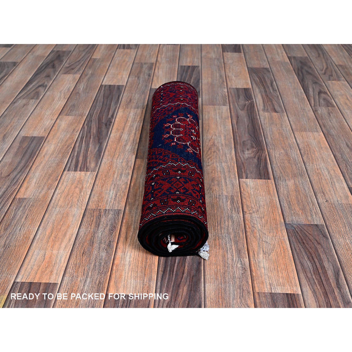 2'2" x 4'0" New Hand Knotted Red Wool Rectangle Oriental Rug - MOA102679